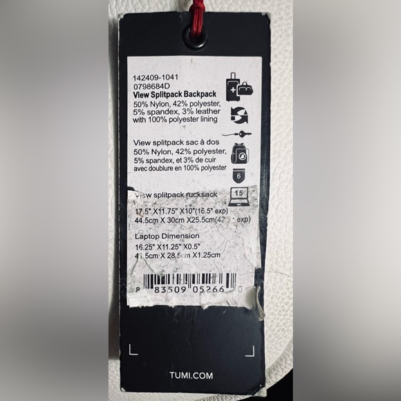 TUMI TAHOE View Splitpack Backpack Duffle NWT Black - Picture 13 of 13